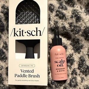Kitsch Black Paddle Brush and Pink Scalp Oil Duo